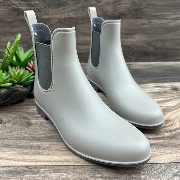 NIB Sam Edelman Tinsley Chelsea Rain Boots Bootie Grey Matte Rubber - Picture 4 of 10